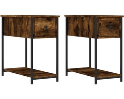 Nachtkastjes Set van 2 | Nachtkast | Lamptafel | Bedside kasten 30x60x60 cm bewerkt hout gerookt eikenkleurig