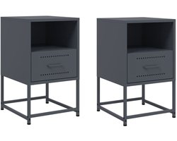 Nachtkastjes Set van 2 | Nachtkast | Lamptafel | Bedside kasten 36x39x60,5 cm staal antracietkleurig