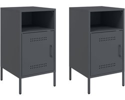 Nachtkastjes Set van 2 | Nachtkast | Lamptafel | Bedside kasten 36x39x68 cm staal antracietkleurig