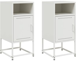 Nachtkastjes Set van 2 | Nachtkast | Lamptafel | Bedside kasten 36x39x78 cm staal wit
