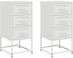 Nachtkastjes Set van 2 | Nachtkast | Lamptafel | Bedside kasten 36x39x78 cm staal wit
