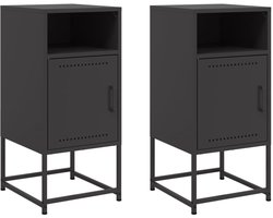 Nachtkastjes Set van 2 | Nachtkast | Lamptafel | Bedside kasten 36x39x78 cm staal zwart