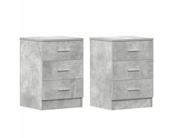 Nachtkastjes Set van 2 | Nachtkast | Lamptafel | Bedside kasten 38x35x56 cm bewerkt hout betongrijs
