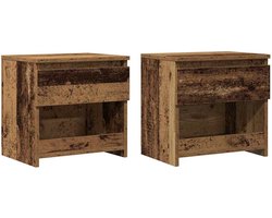 Nachtkastjes Set van 2 | Nachtkast | Lamptafel | Bedside kasten 40x30x39 cm bewerkt hout oud houtkleurig