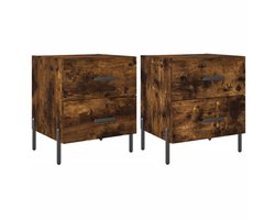 Nachtkastjes Set van 2 | Nachtkast | Lamptafel | Bedside kasten 40x35x47,5 cm bewerkt hout gerookt eikenkleur