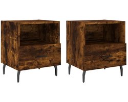 Nachtkastjes Set van 2 | Nachtkast | Lamptafel | Bedside kasten 40x35x47,5 cm bewerkt hout gerookt eikenkleur
