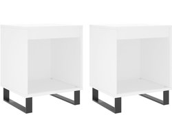 Nachtkastjes Set van 2 | Nachtkast | Lamptafel | Bedside kasten 40x35x50 cm bewerkt hout wit