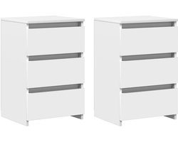 Nachtkastjes Set van 2 | Nachtkast | Lamptafel | Bedside kasten 40x35x62,5 cm bewerkt hout wit