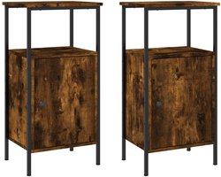 Nachtkastjes Set van 2 | Nachtkast | Lamptafel | Bedside kasten 41x31x80 cm bewerkt hout gerookt eikenkleurig