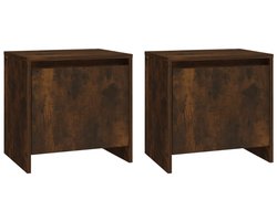 Nachtkastjes Set van 2 | Nachtkast | Lamptafel | Bedside kasten 45x34x44,5 cm bewerkt hout gerookt eikenkleur