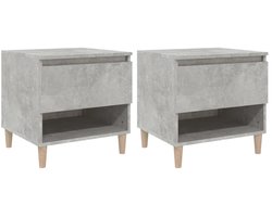 Nachtkastjes Set van 2 | Nachtkast | Lamptafel | Bedside kasten 50x46x50 cm bewerkt hout betongrijs