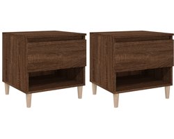 Nachtkastjes Set van 2 | Nachtkast | Lamptafel | Bedside kasten 50x46x50 cm bewerkt hout bruin eikenkleur