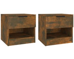 Nachtkastjes Set van 2 | Nachtkast | Lamptafel | Bedside kasten bewerkt hout gerookt eikenkleurig