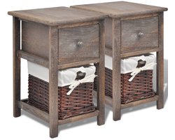 Nachtkastjes Set van 2 | Nachtkast | Lamptafel | Bedside kasten hout bruin