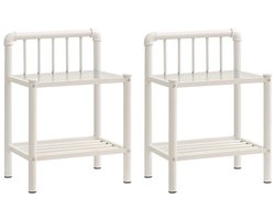 Nachtkastjes Set van 2 | Nachtkast | Lamptafel | Bedside kasten metaal en glas wit en transparant