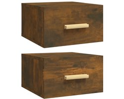Nachtkastjes Set van 2 | Nachtkast | Lamptafel | Bedside kasten wandgemonteerd 35x35x20 cm gerookt eikenkleur
