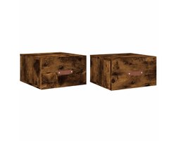 Nachtkastjes Set van 2 | Nachtkast | Lamptafel | Bedside kasten wandgemonteerd 35x35x20 cm gerookt eikenkleur