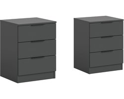 Nachtkastjes Set van 2 - Ruime lades en modern design in antraciet - 45x60x40cm