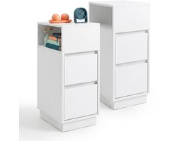 nachtkastjes - wit - 24x64x30 cm - set van 2