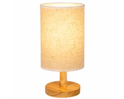 Nachtkastlamp – Kleine tafellamp voor de slaapkamer – Houten LED-tafellamp – Werkt op USB – Warm licht – Geschikt voor slaapkamers, studentenkamers en kinderkamers – Heidegrijs