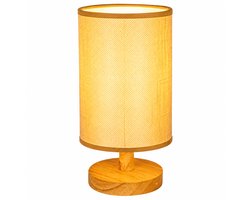Nachtkastlamp – Kleine tafellamp voor de slaapkamer – Houten LED-tafellamp – Werkt op USB – Warm licht – Geschikt voor slaapkamers, studentenkamers en kinderkamers – Vlasgeel
