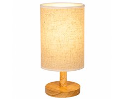 Nachtkastlamp – Kleine tafellamp voor de slaapkamer – Houten LED-tafellamp – Werkt op USB – Warm licht – Geschikt voor slaapkamers, studentenkamers en kinderkamers – Heidegrijs