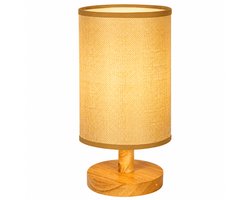 Nachtkastlamp – Kleine tafellamp voor de slaapkamer – Houten LED-tafellamp – Werkt op USB – Warm licht – Geschikt voor slaapkamers, studentenkamers en kinderkamers – Vlasgeel