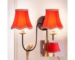 Nachtkastlampje linnen lampenkap clip voor kroonluchter tafellamp wandlamp staande lamp - 3 stuks - rood - hotel slaapkamer - 12 cm diameter - premium kwaliteit