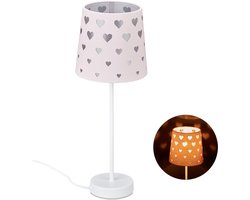 nachtlamp kind - E14 - hartjes design - 43 x 16 cm - jongens en meisjes - roze