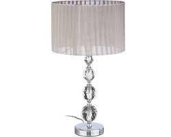 nachtlamp kristal - 53 x 29,5 x 29,5 cm - ronde kap - leeslamp - grijs-zilver
