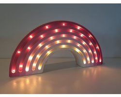 Nachtlamp Regenboog Roze - Kinderkamer - Babykamer - LED-Verlichting - Hout - Handgemaakt - Lamp - Lichtenhout.nl