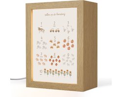 Nachtlampje 15x20 cm - Kinder lamp - Getallen tellen - Educatief - Cijfers leren - Boerderij - Tafellamp kinderkamer - Slaapkamer lamp - Bedlamp kinderen - Kinderlampje stopcontact - Wandlamp babykamer - Nachtlampjes