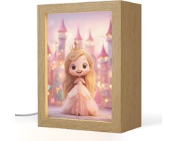 Nachtlampje 15x20 cm - Kinder lamp - Prinses - Roze - Kasteel - Tafellamp kinderkamer - Slaapkamer lamp - Bedlamp kinderen - Kinderlampje stopcontact - Wandlamp babykamer - Nachtlampjes