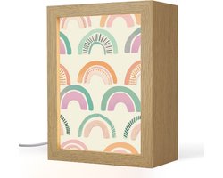 Nachtlampje 15x20 cm - Kinder lamp - Regenboog - Pastel - Patroon - Tafellamp kinderkamer - Slaapkamer lamp - Bedlamp kinderen - Kinderlampje stopcontact - Wandlamp babykamer - Nachtlampjes