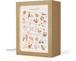 Nachtlampje 15x20 cm - Kinder lampje - Alfabet - Boerderij - Educatief - Letters leren voor kinderen - Dieren - Tafellamp kinderkamer - Slaapkamer lamp - Bedlamp kinderen - Kinderlampje stopcontact - Wandlamp babykamer - Nachtlampjes