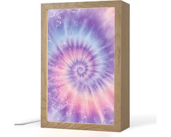 Nachtlampje 20x30 cm - Kinder lamp - Pasteltinten - Paars - Spiraal - Marmer - Tafellamp kinderkamer - Slaapkamer lamp - Bedlamp kinderen - Kinderlampje stopcontact - Wandlamp babykamer - Nachtlampjes