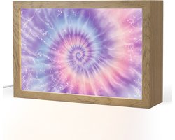 Nachtlampje 30x20 cm - Kinder lamp - Pasteltinten - Paars - Spiraal - Marmer - Tafellamp kinderkamer - Slaapkamer lamp - Bedlamp kinderen - Kinderlampje stopcontact - Wandlamp babykamer - Nachtlampjes