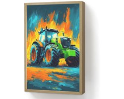 Nachtlampje 40x60 cm - Kinder lamp - Abstract - Tractor - Groen - Tafellamp kinderkamer draadloos - Slaapkamer lampje - Bedlamp kinderen - Kinderlampje - Wandlamp babykamer - Nachtlampjes