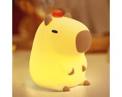 Nachtlampje Capybara - Schattige Oranje LED Kinderen, Zachte Siliconen Touch Lamp voor Kinderkamer, Perfect als Verjaardagscadeau of Kerstcadeau