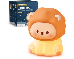 Nachtlampje Kinderen - Mobstore Leeuwtje Nachtlampje - Draadloos & Oplaadbaar - Schoencadeautjes sinterklaas - Touch Bediening - Dimbaar LED Licht - Timerfunctie - Slaaptrainer - Ideaal voor Babykamer & Kinderkamer - Siliconen Bedlampje