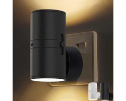 Nachtlampje - Nachtlampje kinderen - Tafellamp slaapkamer - Night Light Plug in Wall - Plug in Night Light for Hallway - LED Nightlight with Dusk to Dawn Sensor - 3000K Warm White -Dimmable - Nightlight for Bathroom Bedroom Toddler - 1 Pack - Zwart