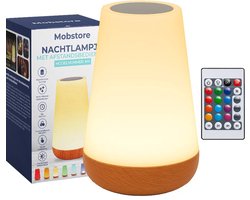Nachtlampje - Oplaadbaar nachtlampje kinderen - Afstandsbediening - 16+ kleuren - Tijdfunctie - Wake-up Light - Sfeerlamp - Leeslamp - Tafellamp slaapkamer - Nachtlampje volwassenen - Touch bediening- 15CM - Dimbaar - Draadloos - Nachtlampje baby