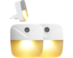 Nachtlampje Stopcontact Kinderkamer - 2 stuks - Slaaplampje - Nachtlampje baby - Nachtlampje Kinderen - Nachtlampje Volwassenen - Dag en Nacht Sensor -Warm Wit Licht - Fienosa