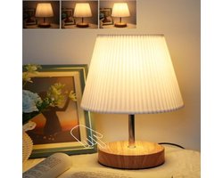 Nachtlampje – Tafelamp met snoer, touch-dimfunctie en instelbare helderheid, voorzien van een 3D-geplooide stoffen kap — Minimalistische tafellamp voor Kerst, op het nachtkastje, in de slaap- of woonkamer, of als cadeau.