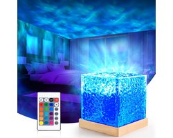 Nachtlampje-Tafellamp-LED Galaxy Star-projectorlamp-16 kleuren sterrenhemel projector-Houten basis met afstandsbediening-voor kamerdecoratie-Cadeau voor volwassenen en kinderen-Oceaanlamp