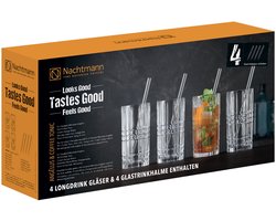 Nachtmann Tastes Good longdrink set, 8-delig, glazen rietjes, longdrinkglas, drinkrietje, drinkglas, kristalglas, , 103144