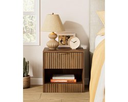 nachttafel, Kleine nachtkast met lade, houten nachttafels voor kinderen, nachtkast 39x39x28 cm, bijzettafel voor slaapkamer, woonkamer, kantoor, walnoot