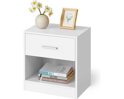 Nachttafel met lade en open vak voor slaapkamer woonkamer klassiek wit LET619T14 Beside shelf