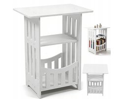 Nachttafel - Witte Opbergtafel - 40x32x22cm - 3 Laags Design - Voor Naast Bed of Bank - Eenvoudig in Elkaar te Zetten & Multifunctioneel