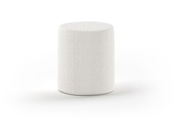Nachttafeltje / poef Maeva - 41x41x41, cm - Witte bouclé stof